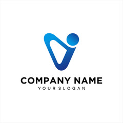 V logo combined with I. with a unique shape of technology