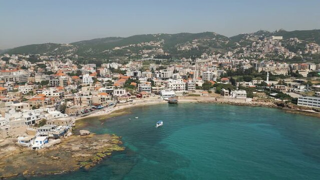 Picturesque drone video of Batroun, a Mediterranean coastal town in northern Lebanon