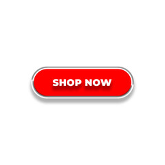 Fototapeta premium 3d Shop Now web buttons. Set of action button, Online button icons for UI UX website, mobile app. Different gradient colors and icons on rectangular forms with shadows.