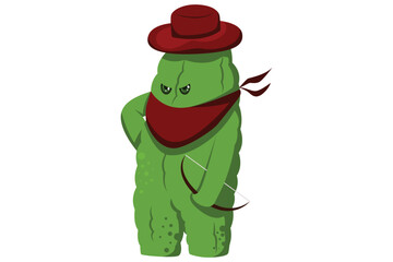 Cute Bitter Gourd Character Design Illustration