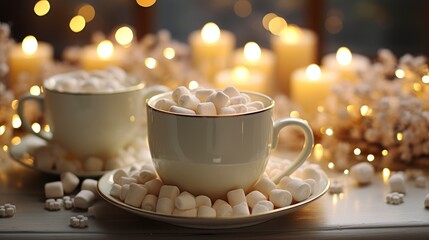 Christmas Background There Cup Cocoa Marshmallows , Background HD, Illustrations