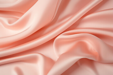Rippling soft satin in a subtle pink hue. Premium textile material. Perfect for backdrop, banner, design. Peach Fuzz ― color of the year 2024
