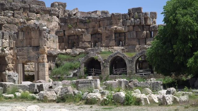 Ruins of the ancient Roman city Heliopolis Syriaca  in modern Baalbek, Lebanon