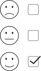 Fototapeta premium Emoji feedback scale icons set and black line icons transparent background