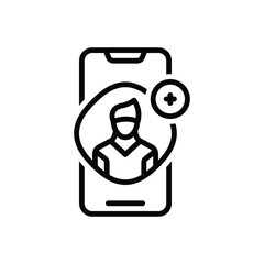 Black line icon for add friend 