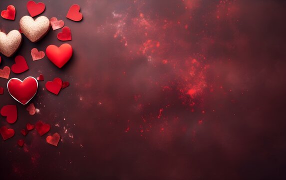 Red Hearts on Smokey Background with Ominous Vibe and Scattered Composition