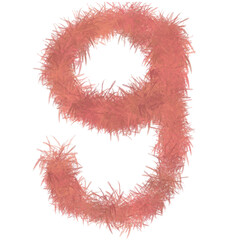 Cute fluffy number elements, soft style letter number illustration