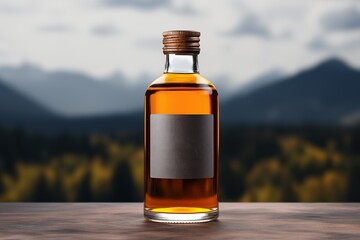 Mockup of a glass bottle in the style of studio photography