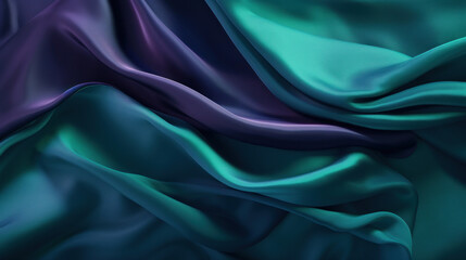 Obraz premium Closeup of rippled blue silk fabric. Whole background.