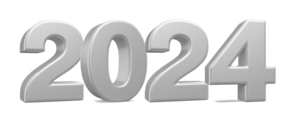 2024 New Year 3D Number Silver - Happy New Year