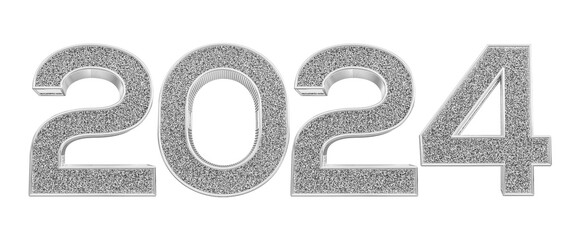2024 New Year 3D Number Silver - Happy New Year