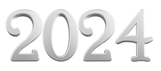 2024 New Year 3D Number Silver - Happy New Year