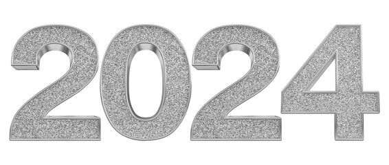 2024 New Year 3D Number Silver - Happy New Year
