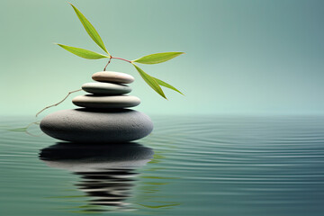 Fototapeta na wymiar Zen stones in water, peaceful and calm