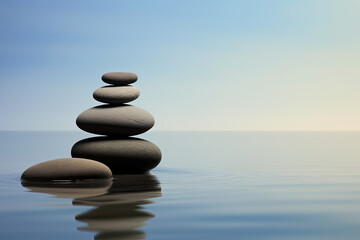 Obraz na płótnie Canvas Zen stones in water, peaceful and calm