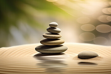 zen stones on the sand