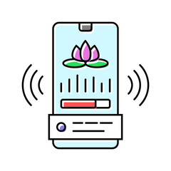 app online yoga relax color icon vector. app online yoga relax sign. isolated symbol illustration