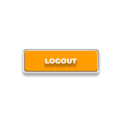 3d Logout web buttons. Set of action button, Online button icons for UI UX website, mobile app. Different gradient colors and icons on rectangular forms with shadows.