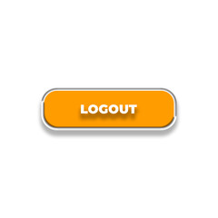 3d Logout web buttons. Set of action button, Online button icons for UI UX website, mobile app. Different gradient colors and icons on rectangular forms with shadows.