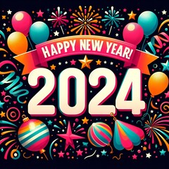 photograph with happy new year 2024 text