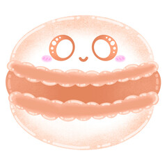 Cute Chocolate Brown Macaron Mascot Character Kawaii Cartoon illustration French Dessert Cute Dessert