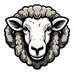 Sheep Portrait Sticker, Sheep mascot logo illustration, Sheep character, generative ai