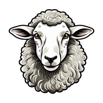 recommend clip art: Sheep Portrait Sticker, Sheep mascot logo illustration, Sheep character, generative ai