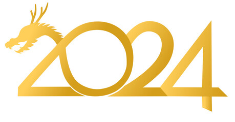 2024 with dragon head vector design for New Year card