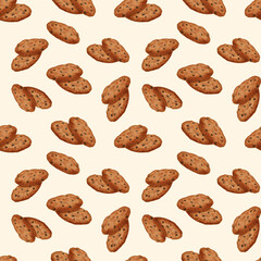 Seamless pattern with chocolate chip cookies watercolor illustrations