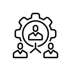 Black line icon for organization 