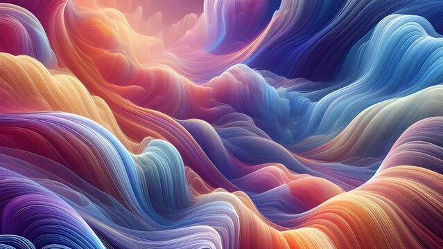 Abstract Wave Wallpaper, Colorful Wavy Wallpaper illustration, AI generated 