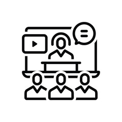 Black line icon for webinar 