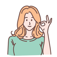 woman is showing a gesture Okay, ok. Hand drawn style vector design illustrations.
