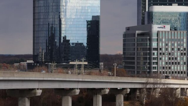 Tysons Corner, Virginia The Washington DC Metro train in the modern Tysons Corner suburb 
