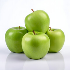 Granny Smith Apples, green apples, realistic, white background, generative ai