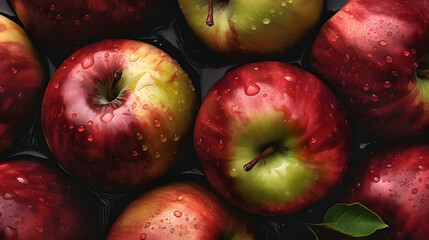 Mcintosh Apples, red apples, realistic, seamless background, macro, generative ai