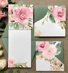 水彩スタイル、花の枠、コピースペース、背景｜Watercolor style, floral frame, copy space, background. Generative AI