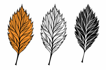 Abstract leaf,three options, tattoo design