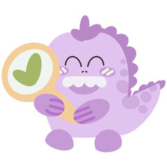 Cartoon illustration of dinosaurs in school, dinosaur elements holding school supplies in kindergarten