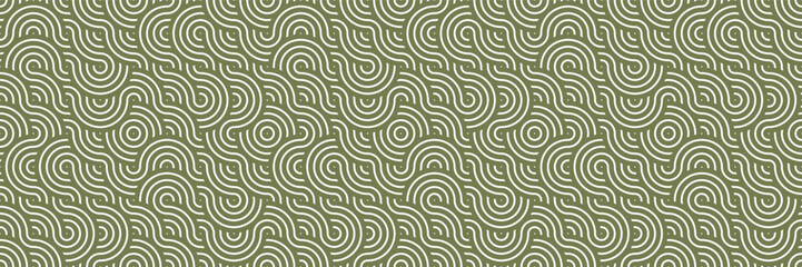 Green Wave Seamless Pattern - Abstract Line Art for Modern Wallpaper, Paper, Fabric, and Graphic Design