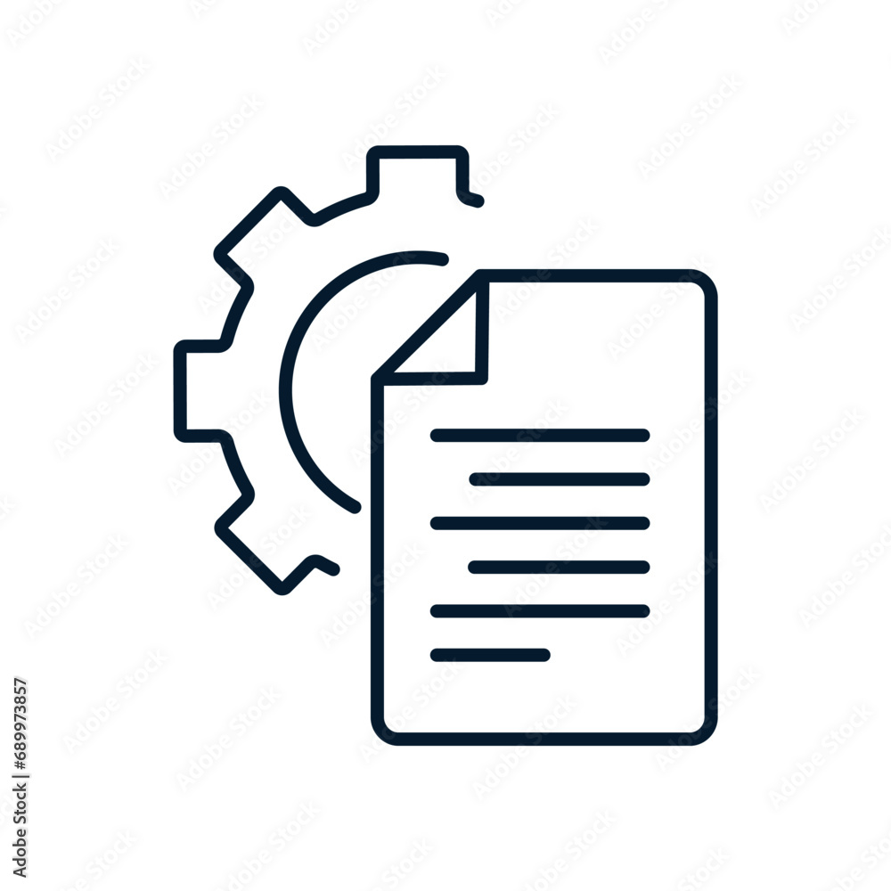 Poster concept of technical data, document processing process. vector icon isolated on white background.