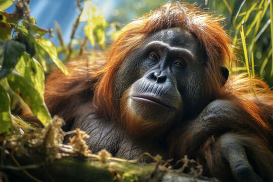 an orangutan in the forest
