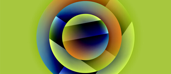 Obraz premium Glossy metal glowing circles geometric background. Minimal abstract composition. Vector illustration For Wallpaper, Banner, Background, Card, Book Illustration, landing page