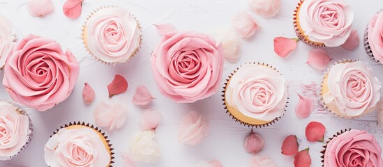 Roses on pastel cupcakes. - Powered by Adobe