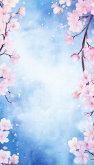 桜の花の水彩画の背景素材　Generative AI