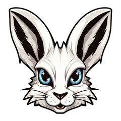 Easter bunny Portrait Sticker, rabbit head mascot logo illustration, rabbit character, generative ai