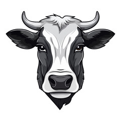 Cow Portrait Sticker, Cow mascot logo illustration, Cow character, generative ai
