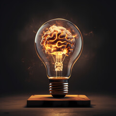 Imajination Idea Illustration Brain and Lamp