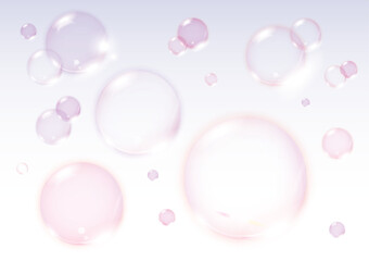 ブルー背景のピンク系ベクターバブル