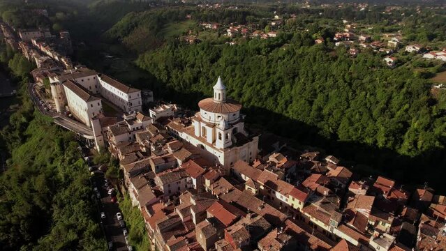 Aerial orbit beautiful Church of St Peter Apostle, Zagarolo, Rome